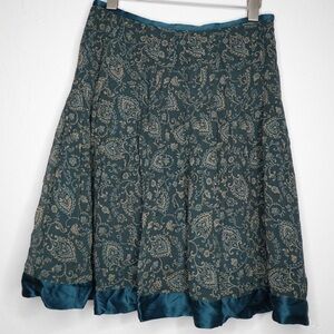 Sundance 100% Silk Paisley A-Line Skirt – Size 4, Teal & Beige